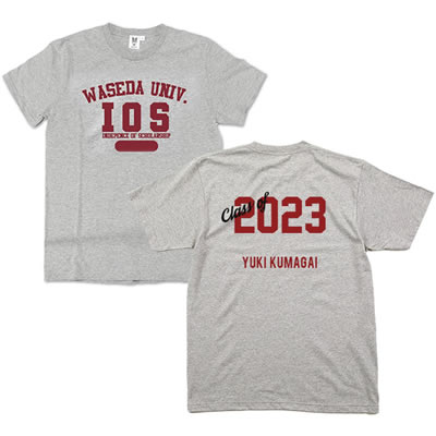 【受注生産】2023卒業入学記念Tシャツ<名入れ>(グレー)｜早稲田グッズ