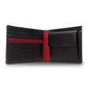 "Black & Red" 牛革製 二つ折り財布;