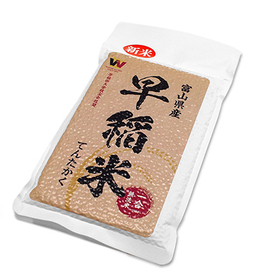 富山県産早稲米「てんたかく」真空米｜早稲田グッズ